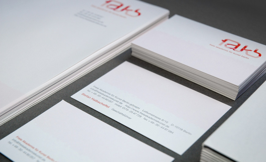 Corporate Design für Freie Akademie für Kunst Berlin - Geschäftsausstattung Corporate Design für Freie Akademie für Kunst Berlin - Geschäftsausstattung