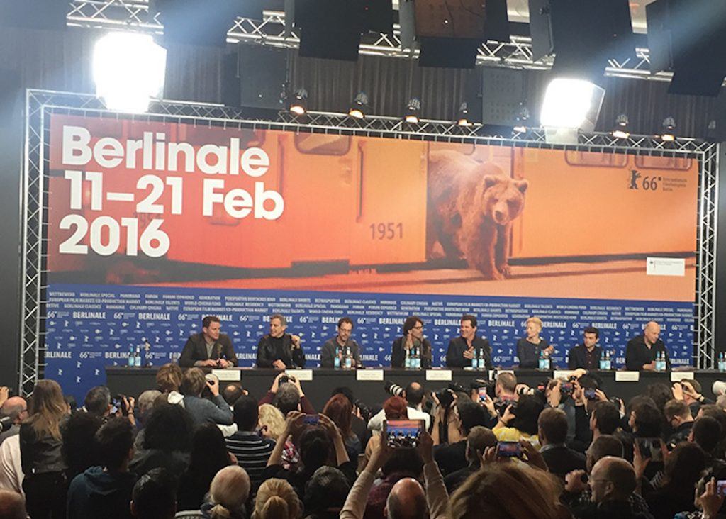 George Clooney,  Ethan Coen, Joel Coen and Tilda Swinton bei der Berlinale 2016