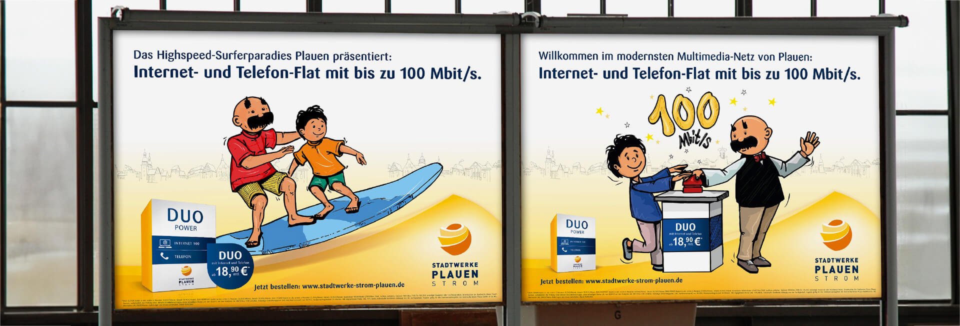 Arbeitsbeispiel von kakoii, der Agentur für Telekommunikationsmarketing, Kampagne für die Stadtwerke Plauen